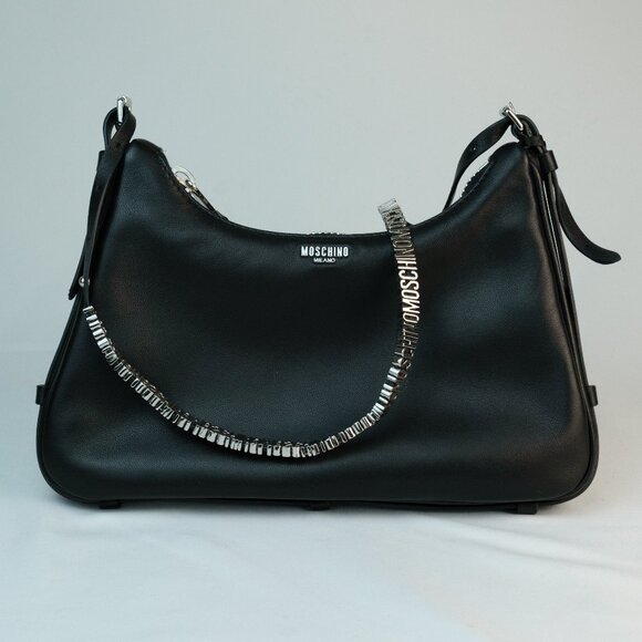 Moschino Small Lettering Shoulder Bag, Black Leather - Picture 1 of 8